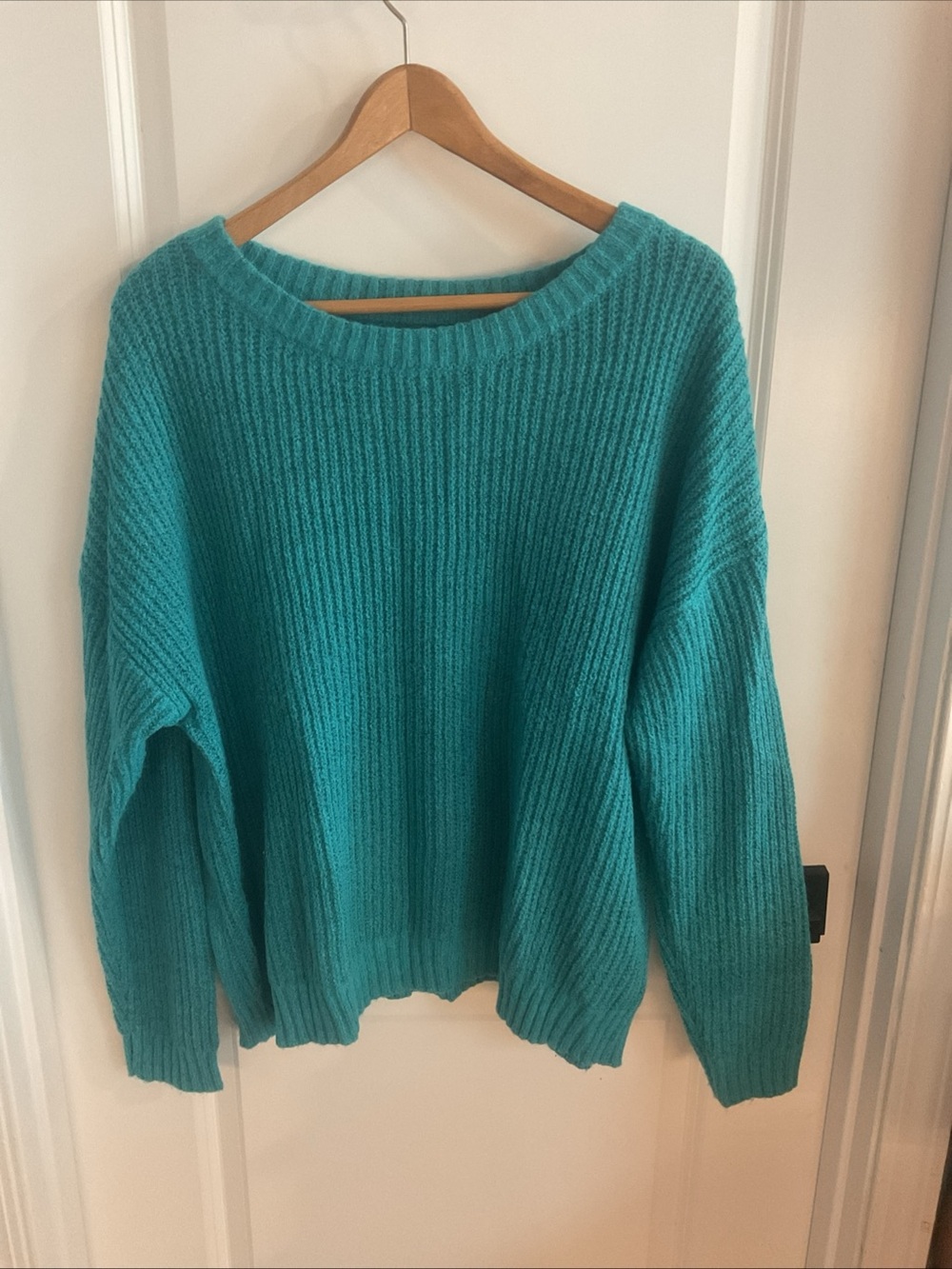 EVRI - Teal Ribbed Scoop-Neck Sweater - Ladies Size 2X